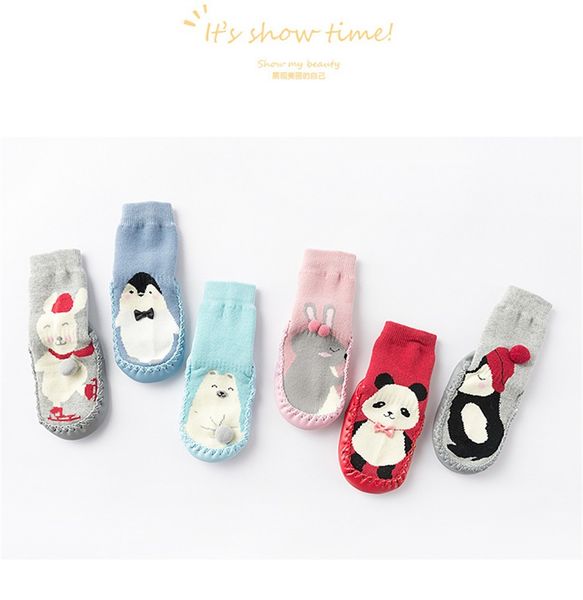 

thickening cotton bottom floor socks baby kids dermis non slip soft sole shoes toddler first walker accessory 6 9xz m2, Pink;yellow
