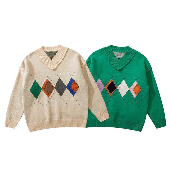 

men's sweaters ader error 2021 autumn and winter wang yibo's same v-neck wool pullover sweater for men and women, White;black