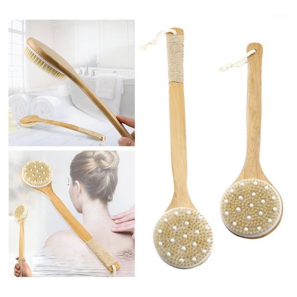 

natural bristle body bath brush brush wooden long handled massager1