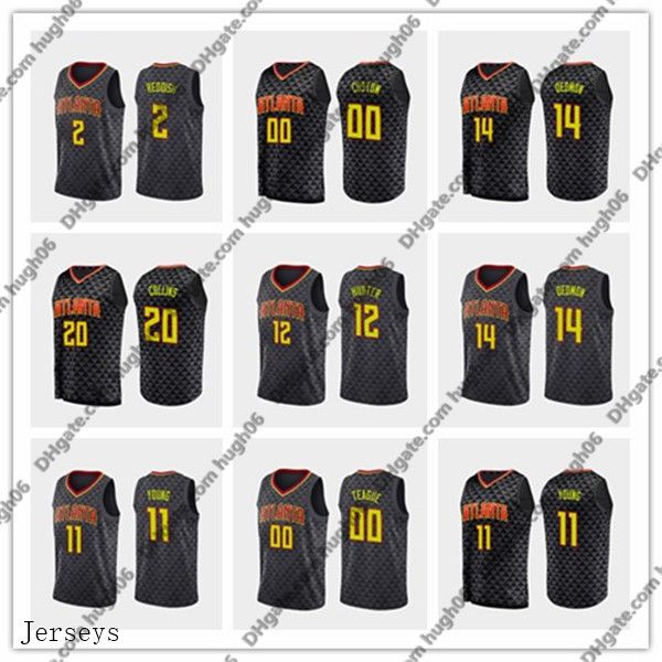 

hawks atlanta 2 reddish 11 young 15 carter 20 collins 14 dedmon basketball jerseys cam trae vince john dewayne icon jersey, Black