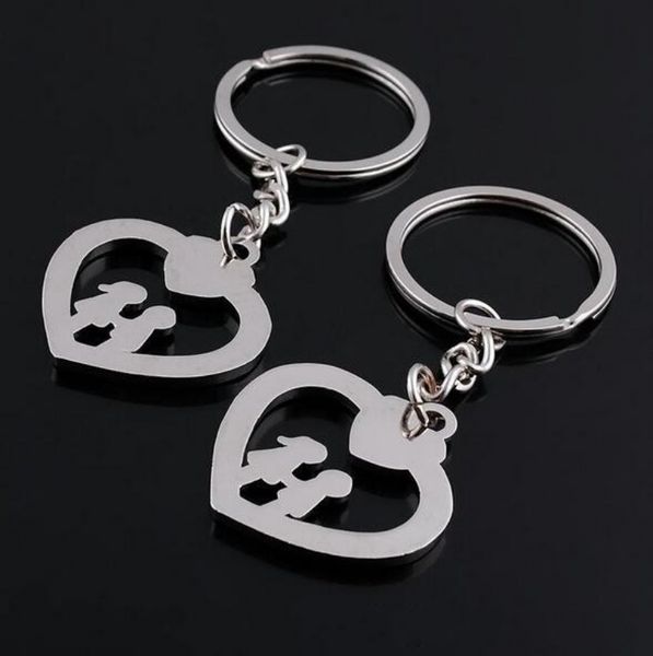 

200pcs =100pair lovers style holding hands stainless alloy steel keychain for wedding ing, Silver