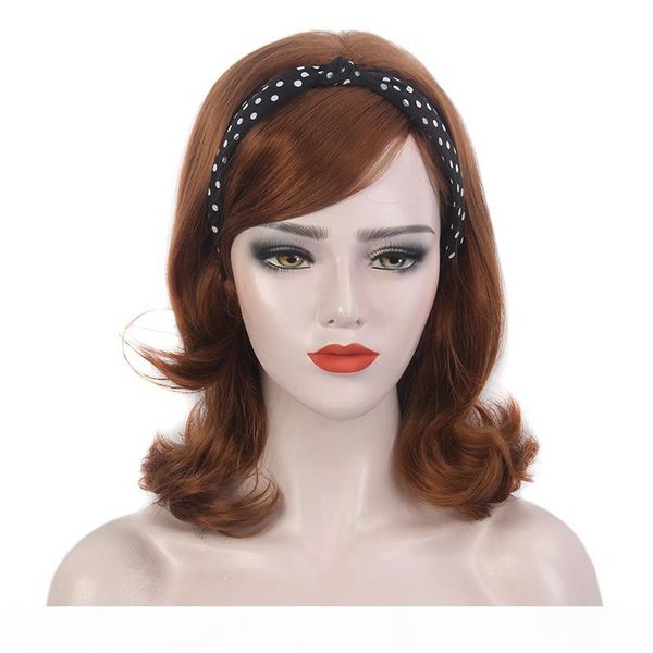 

classic synrthetic wigs honey brown wig with bang black color hair for women heat resistant fiber