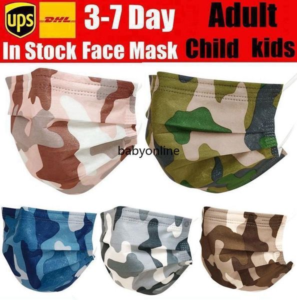 Camouflage-Einweg-Gesichtsmasken mit elastischer Ohrschlaufe, 3-lagig, atmungsaktiv, zum Blockieren von Staub und Luft, Anti-Verschmutzungsmaske FY0208