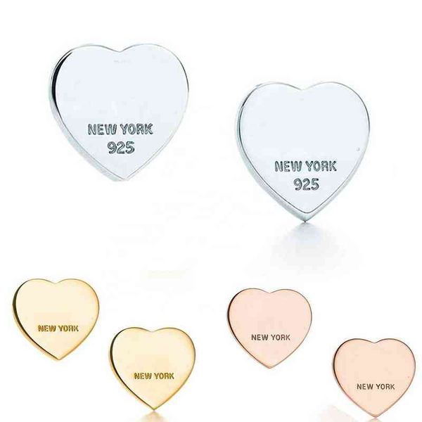 

new earrings 2020 s925 silver earrings women love stud earing heart shape luxury earring pendientes tf style fashion jewelry aa220315, Golden;silver