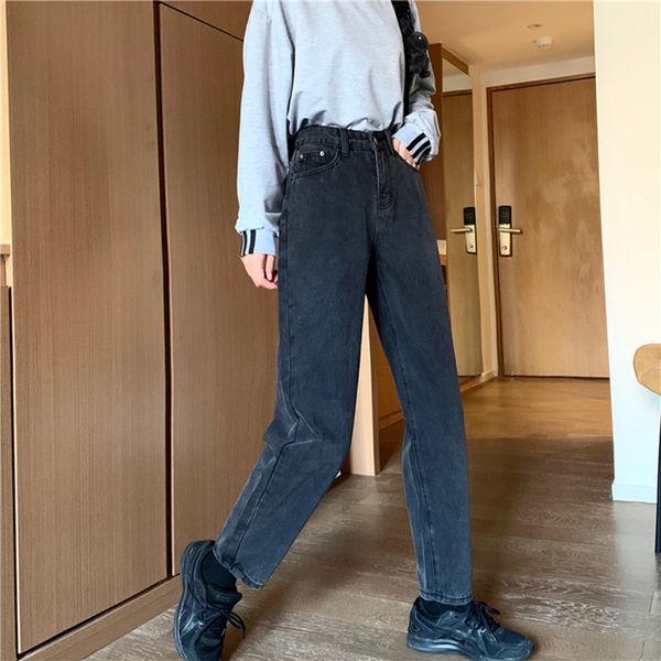 

spring/summer 9-point straight jeans women's size hong kong style high waist slim fat mm loose joker torre pants lj200811, Blue