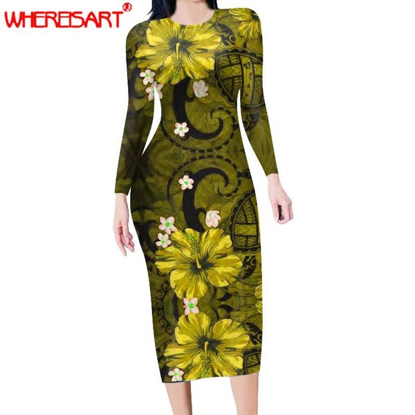 

whereisart pencil midi dress tribal design women leisure bodycon casual dresses polynesian plumeria club party vestidos femme, Black;gray