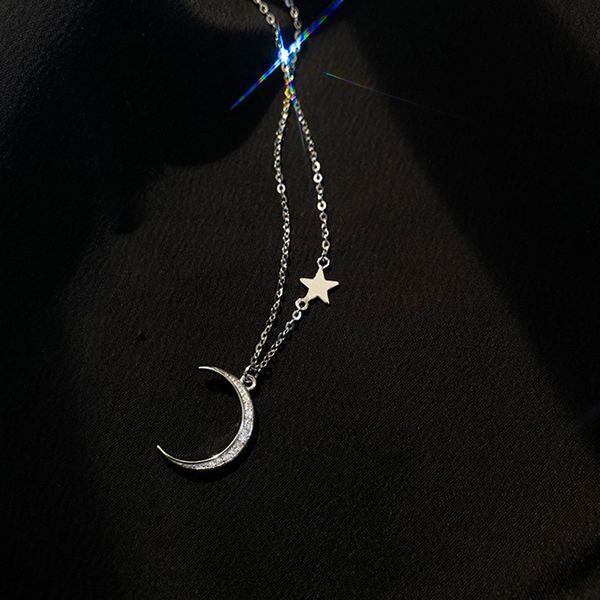 

npkds simple star and moon necklace jewelry party prom gift for fashion lady popular necklace and jewelry, Silver