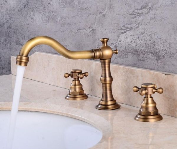 

retro bathroom double handle faucet oil rubbed bronze faucet basin sink mixer tap.3 hole two handle fau qylodx loveshop01