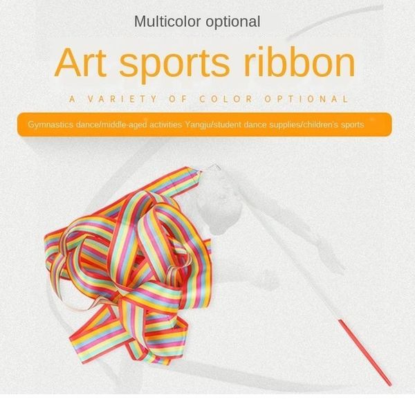 

rhythmic colorful gym ribbons art gymnastic dance silk ballet streamer twirling rod stick training professional rainb bbyxft