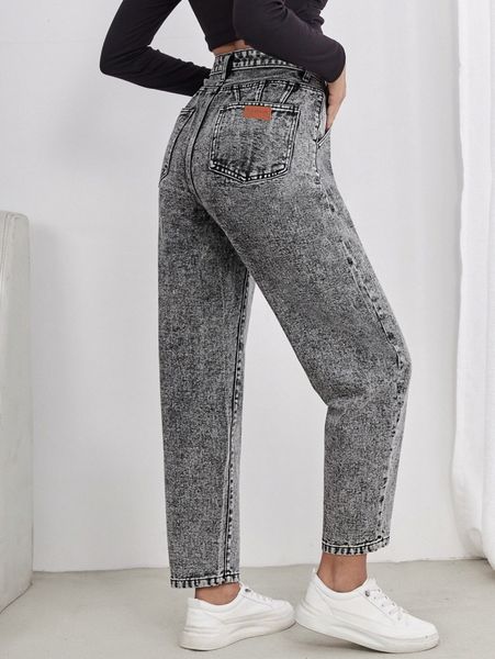 

high waist mom fit jeans 92jx#, Blue