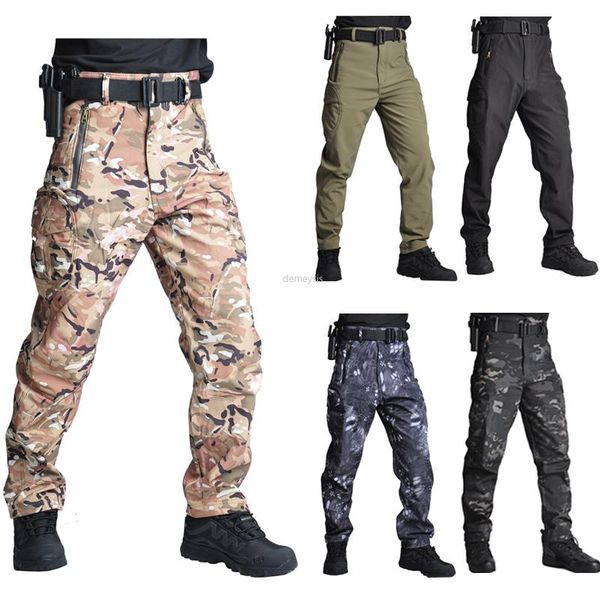 

outdoor pants tactical camouflage men rip-sfleece trousers militar combat army waterproof hunting cargo, Black;green