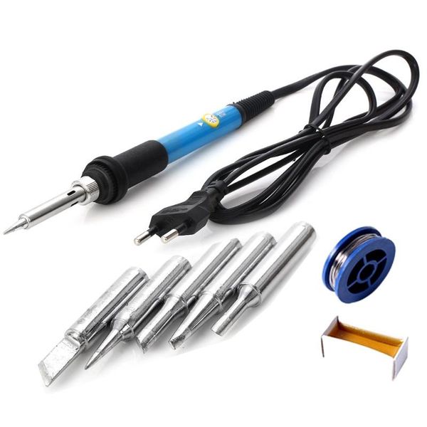 

hand & power tool accessories 220v / 110v 60w adjustable temperature electric soldering iron solder station with 5pcs tips wire paste flux