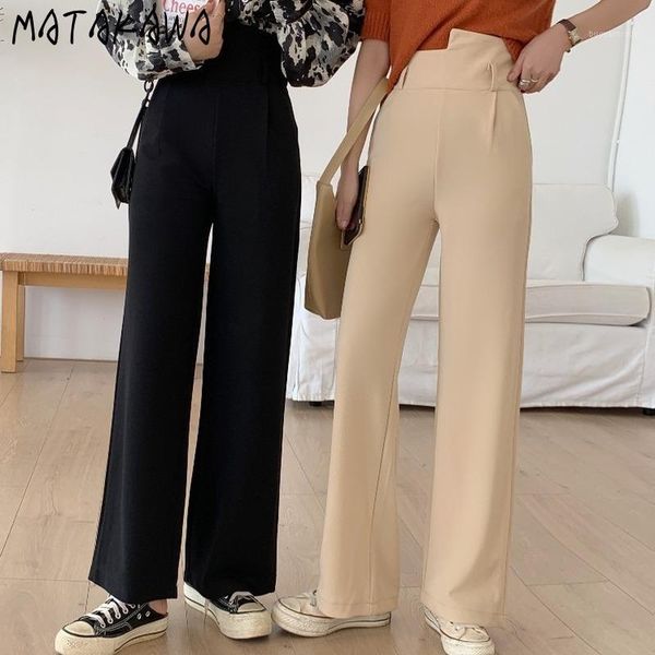 

women's pants & capris matakawa wide leg women's high waist drape loose straight-leg were thin autumn personalized design suit1, Black;white