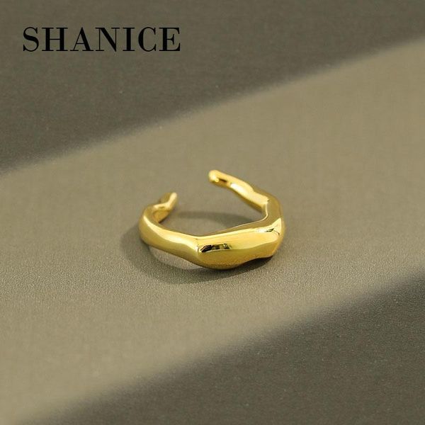 

cluster rings shanice s925 sterling silver open ring design twisted irregular smooth for women minimalist outfit adjustable punk, Golden;silver