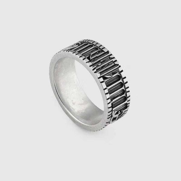 

925 sterling silver stereo double and two-color striped pattern for boys and girls ring