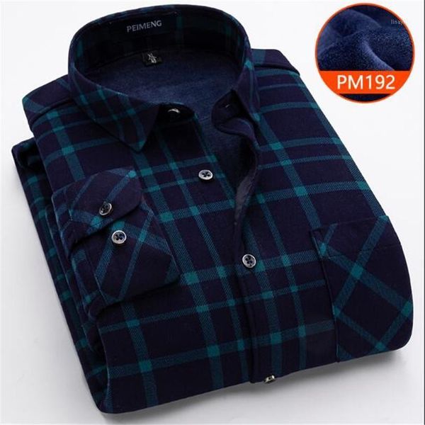 

casual long sleeve plaid warm fleece lining shirts for men winter thick velvet dress shirt fashion soft flannel1, White;black