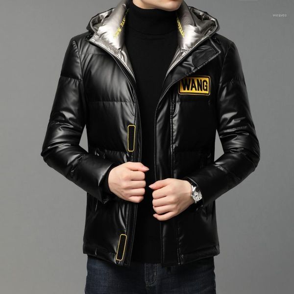 

hooded fashion brand bright face 90 white duck down winter cotton padded clothes young and middle-aged handsome trend1, Black