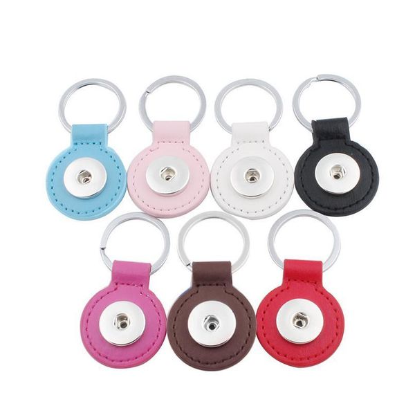 

8 color snap key chain for keyring women pu leather keychain bag pendant fit 18/20mm button snap jewel qylzoh