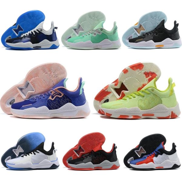 

pg pg5 5 paul george sports running basketball shoes sneaker mens womens la drip usa playstation white play for the future racer blue platin