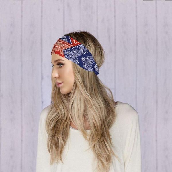 

sports headband gym anti-slip slim hair band for fitness sweat bands fashion turban flag pattern yoga elastic ha jllvvh