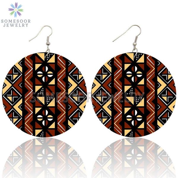 

dangle & chandelier somesoor african traditional fabric style wooden drop earrings afrocentric ethnic bohemian loops jewelry for women gifts, Silver