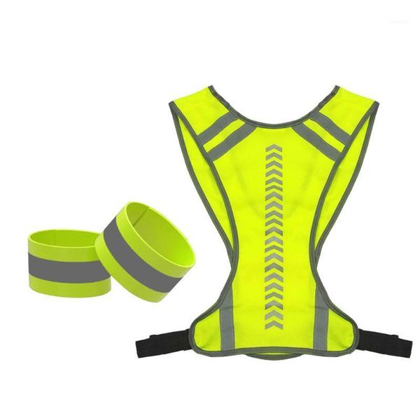 

outdoor t-shirts practical reflective safety warning vests with 2 armband for night mtb bike cycling running sports1, Gray;blue