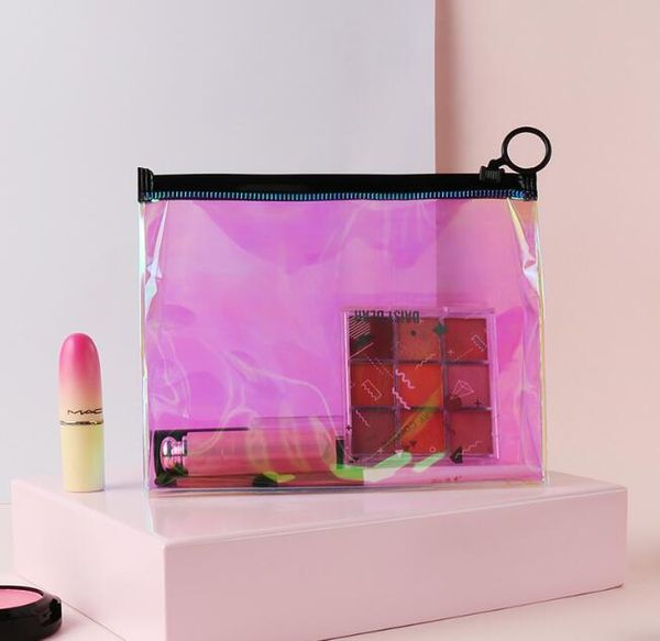 

women tpu laser pink transparent cosmetic bags