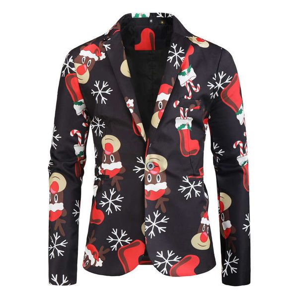 

new men's casual 3d printing christmas oversize suit x25-p80, White;black