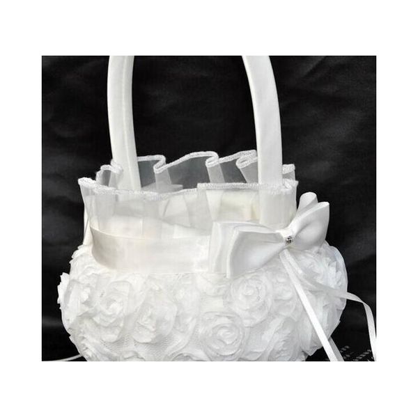 

new design wedding party decoration satin burlap bowknot rose flower basket flower girls basket wedding jllxas eatout