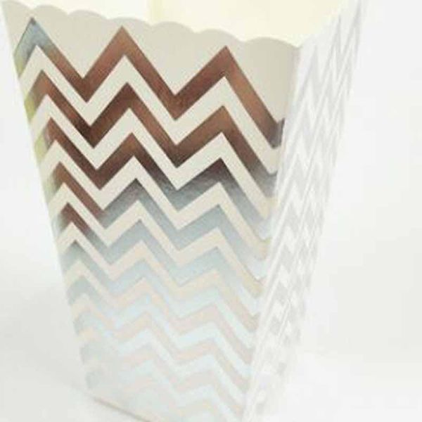 

12pcs new 2018 food white card gilding silver wave dot stripes vertical bar popcorn paper box party supplies wmtwef