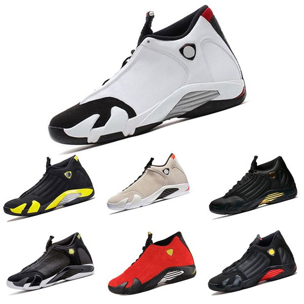 

2018 basketball shoes 14 14s mens dmp yellow thunder desert sand white black toe grey mens sneakers sport shoes si