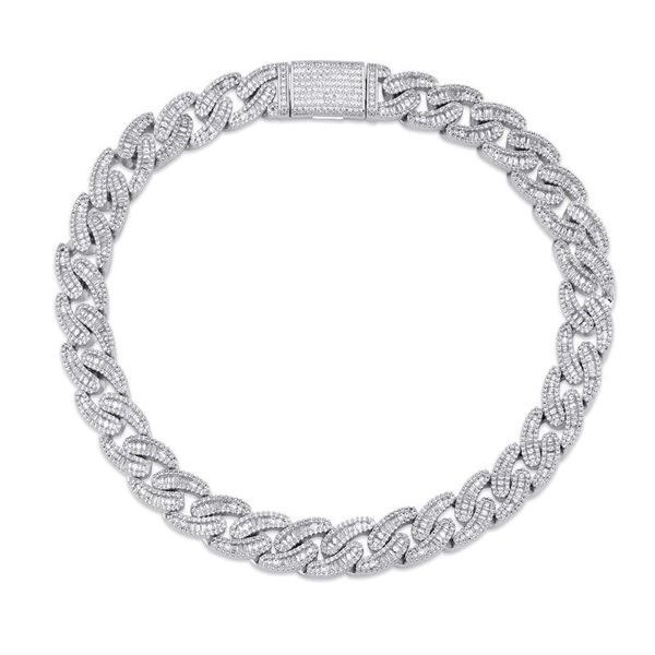 

chains 14mm hip hop miami cuban chain iced out necklace rapper jewelry cubic zirconia gold sliver, Silver