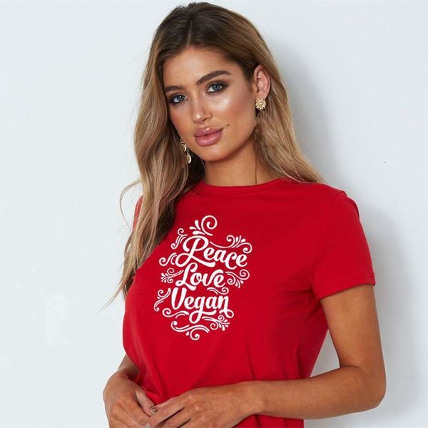

summer casual women t-shirt peace love vegan letter print short sleeve o-neck tee harajuku cute slogan tee shirts clothes, White