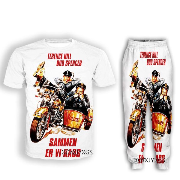 

new fashion women/mens bud spencer terence hill funny 3d print t-shirt + jogger pants casusal tracksuit sets n07, Gray