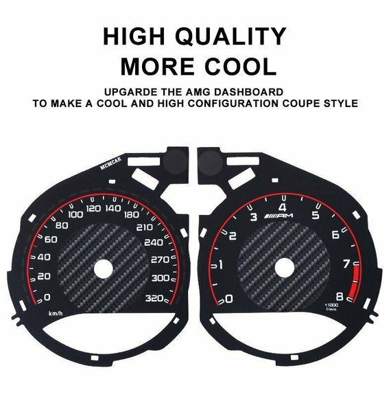 

code readers & scan tools dashboard gauge face for c-class c63 c200l, glc260 upgrade carbon fiber material 320km/h 26km/h