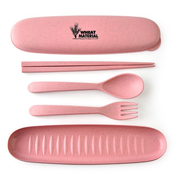 

chopsticks tableware eco friendly modern simplicity fork wheat straw travel suit spoon portable 3 kits factory direct selling 4 3yo p1