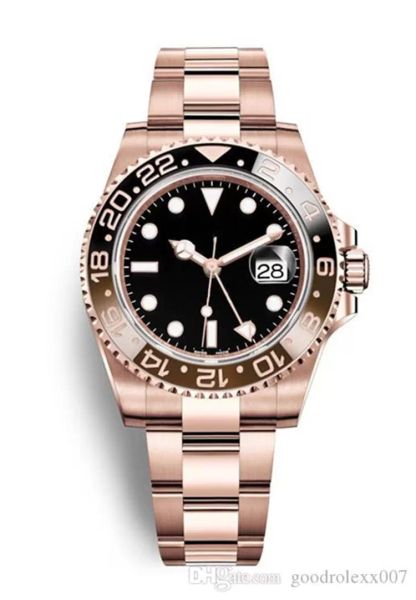 

with original box men watches 40mm stainless steel 904l black dial gold mens automatic mechanical watch 2813 silver bracelet ceramic rim wat, Slivery;brown