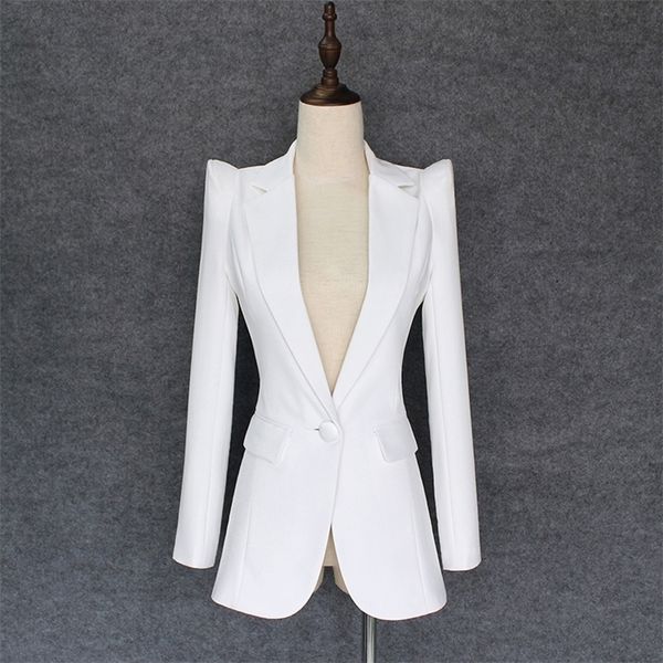

new fashion 2020 designer blazer jacket women's soaring shoulders single button blazer outer wear lj201212, White;black