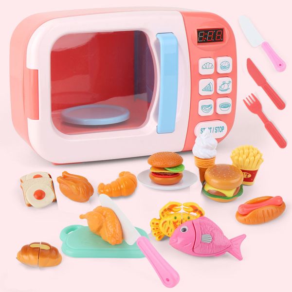 

2020 simulation of small household appliances kitchen electric microwave oven timing fun children cooking interactive toys gifts