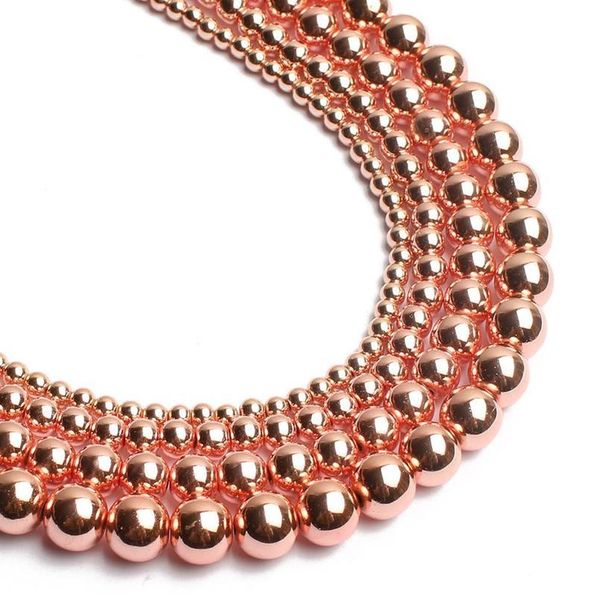 

aaa natural rose gold hematite stone round beads for jewelry making 2 3 4 6 8 10mm 15'' diy bead bracelet w qylkwy