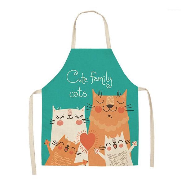 

anti-fouling 1pcs cotton linen sleeveless cartoon cat printed kitchen apron home cleaning tools for men women s/l1
