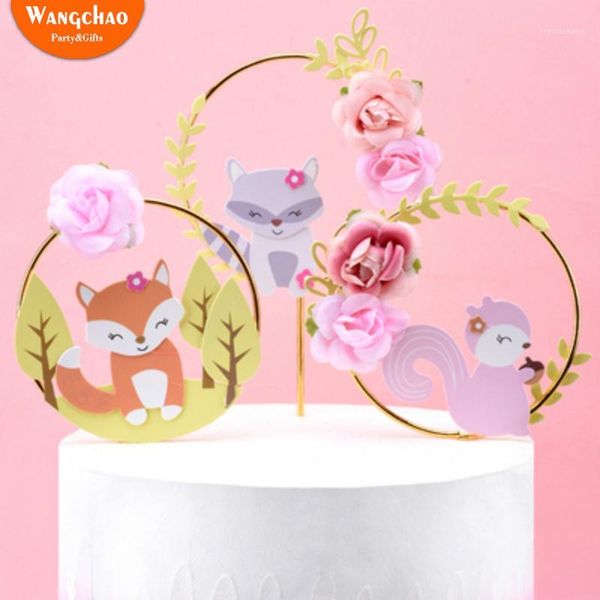 

other festive & party supplies creative forest animal theme cake er squirrel flower wreath garland decoration kids favors birthday suppl