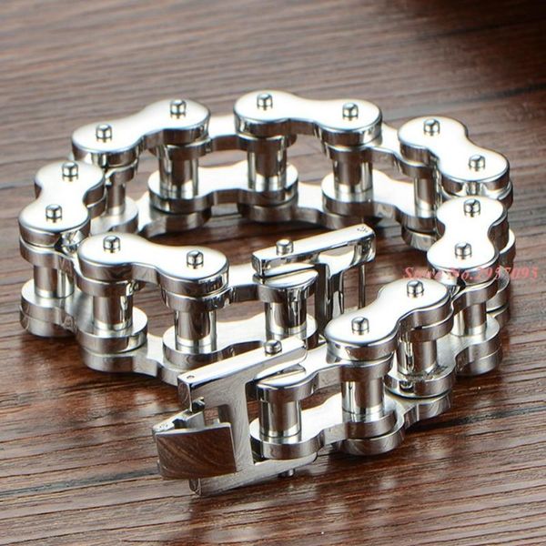 

fashion 18/22mm stainless steel bike bracelet men biker bicycle motorcycle chain bracelets bangles fine jewelry for male, Black