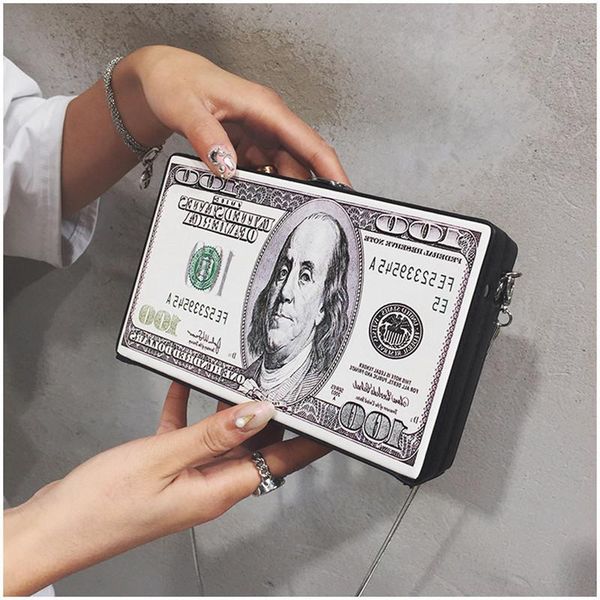 

money clutch women purse dollars stack of cash evening handbags shoulder bag