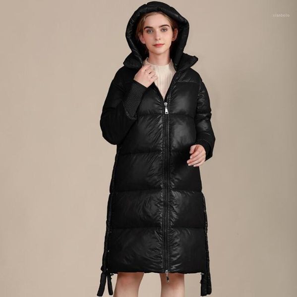 

2021 winter warm parkas coat women pluz size korean long cotton jacket coat female fashion thick women hooded clothes p17191, Black
