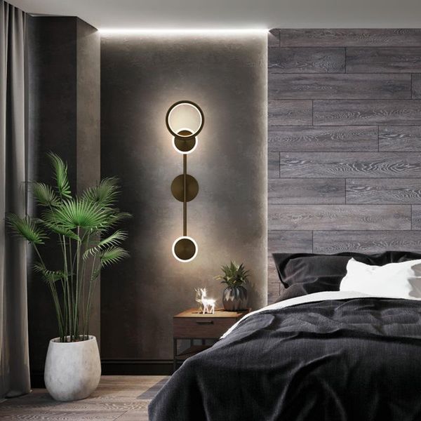

led wall lamps bedside luxury copper art deco wall sconce lights for bedroom living room loft aisle home indoor lighting zm1113