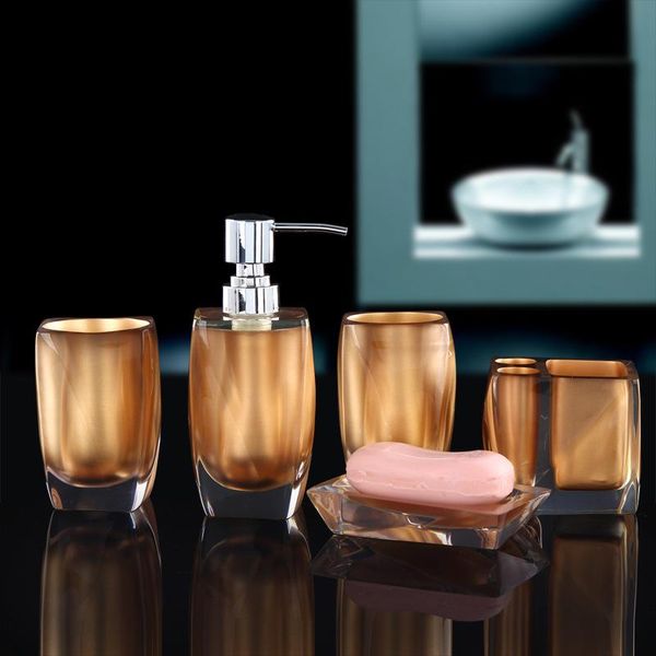 

bath accessory set 5pcs acrylic bathroom supplies soap dish toothbrush lovers mouth cup high-end shower gel lotion bottle accessories