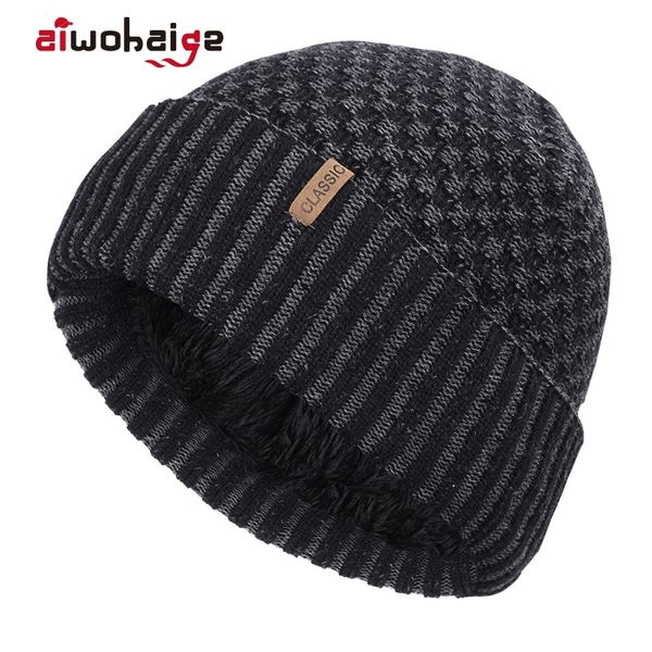 

fashion winter plus velvet thick winter hat warm dad hat women men slouchy soft cap fleece beanies cotton outdoor bonnet y201024, Blue;gray
