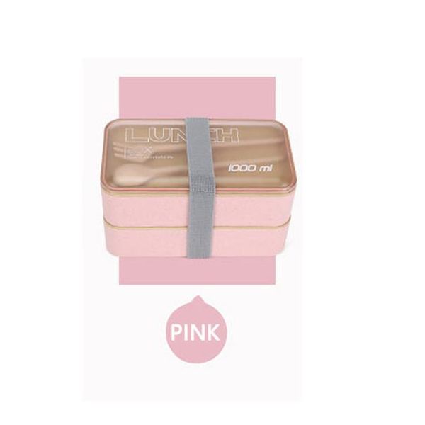 

1000ml protable healthy lunch box double layer wheat straw bento boxes microwave dinnerware food storage container food box wmtigv