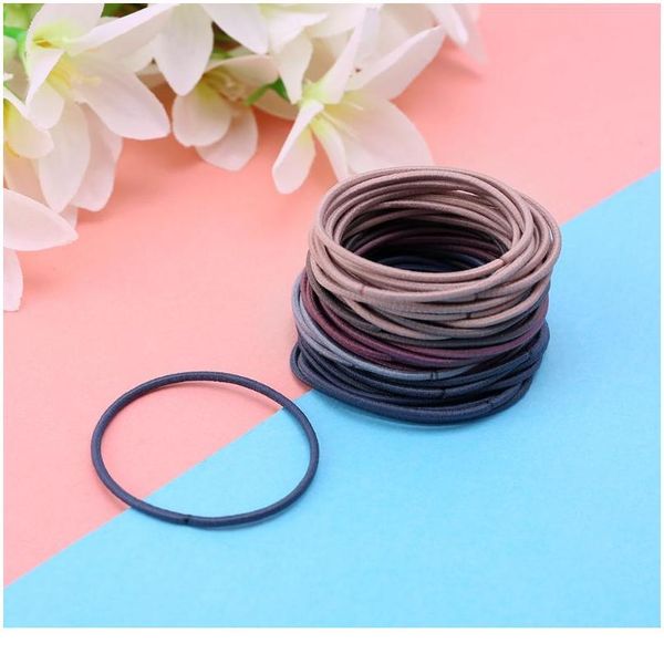 

20/50/100pcs 5cm women girls sport running rubber band plain sold color hair rope nylon elastic scrunchy korean style si wmteyr, Silver